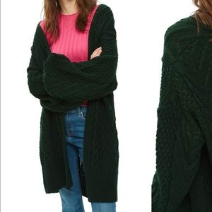 Top shop dark green open front cardigan